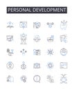 Personal development line icons collection. Self-improvement, Professional growth, Skill enhancement, Career progression Royalty Free Stock Photo