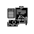 Personal expenses black icon, vector sign on isolated background. Personal expenses concept symbol, illustration Royalty Free Stock Photo
