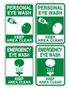 Personal Eye Wash Keep Area Clear Sign Isolate On White Background,Vector Illustration