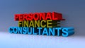 Personal finance consultants on on blue