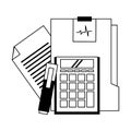 Personal finance expenses balance cartoon in black and white