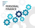 Personal Finance Infographics design. Timeline concept include personal income, personal loan, retirement payment icons.
