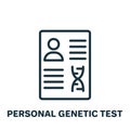 Personal Genetic Test Result Line Icon. Document with Report Dna Analysis Linear Pictogram. Personal Genetic Information