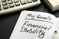 Personal goal - financial stability inscription Royalty Free Stock Photo