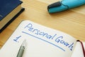 Personal goals list in the diary. Royalty Free Stock Photo