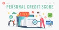 Personal Good Credit Score Landing Page Template. Creditworthiness or Risk of Individuals for Debt, Mortgage or Cards