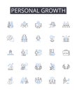 Personal growth line icons collection. Self-improvement, Personal development, Advancement journey, Progressive