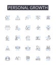Personal growth line icons collection. Self-improvement, Personal development, Advancement journey, Progressive