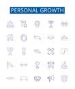 Personal growth line icons signs set. Design collection of Self improvement, Development, Progress, Maturity, Expansion