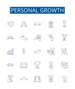 Personal growth line icons signs set. Design collection of Self improvement, Development, Progress, Maturity, Expansion