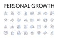 Personal growth line icons collection. Self-improvement, Personal development, Advancement journey, Progressive