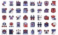 Personal guard icons set line color vector Royalty Free Stock Photo