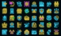 Personal guard icons set vector neon Royalty Free Stock Photo