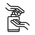 Personal hand hygiene, hands sanitizer disease prevention and health care line style icon