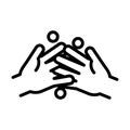 Personal hand hygiene, rub hands together, disease prevention and health care line style icon