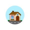 Personal house building cityscape icon.