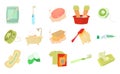 Personal hygiene icon set, cartoon style