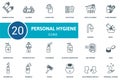 Personal Hygiene icon set. Collection of simple elements such as the rubber gloves, glasses, liquid soap, wash Royalty Free Stock Photo