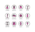 Personal hygiene items and life without plastic Vector icons set