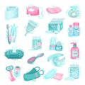 Personal Hygiene Items for Toilet and Bathroom Grooming Big Vector Set Royalty Free Stock Photo