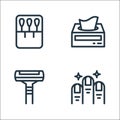 personal hygiene line icons. linear set. quality vector line set such as nails, razor, tissue paper