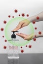 Personal hygiene. people washing hand by hand sanitizer alcohol gel for cleaning and disinfection, prevent spreading germs