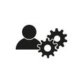 Personal icon. Avatar with gears. Icon of a person with gears. Vector illustration. EPS 10.