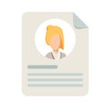 Personal info icon illustration isolated, flat cartoon style of user or profile card details symbol.