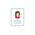 Personal info icon vector illustration isolated, flat cartoon line outline design of user or profile card details symbol