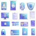 Personal information icons set, cartoon style Royalty Free Stock Photo