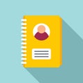 Personal information notebook icon, flat style Royalty Free Stock Photo