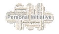 Personal Initiative Word Cloud. Core Concepts of Proactive Behavior and Self-Starting Action Royalty Free Stock Photo
