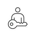 Personal key, icon in line design. Key, personal, security, access, lock, identification, protection on white background