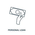 Personal Loan outline icon. Thin line style icons from personal finance icon collection. Web design, apps, software and printing