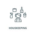 Personal maid,houskeeping  vector line icon, linear concept, outline sign, symbol Royalty Free Stock Photo