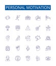 Personal motivation line icons signs set. Design collection of Inspiration, Drive, Determination, Self discipline