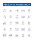 Personal motivation line icons signs set. Design collection of Inspiration, Drive, Determination, Self discipline