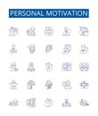 Personal motivation line icons signs set. Design collection of Inspiration, Drive, Determination, Self discipline