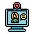 Personal online meeting icon color outline vector