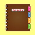 Personal organizer. Diary with brown cover. Vector