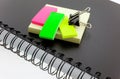 Personal organizer, post-its and steel clip