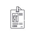 Personal pass line icon concept. Personal pass vector linear illustration, symbol, sign