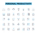 Personal productivity linear icons set. Focus, Efficiency, Time-management, Organize, Prioritize, Procrastination