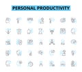 Personal productivity linear icons set. Focus, Efficiency, Time-management, Organize, Prioritize, Procrastination