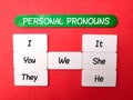 Personal pronouns English grammar exercise. Languages concept