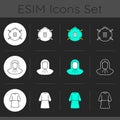 Personal protective equipment dark theme icons set Royalty Free Stock Photo