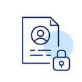 Personal record file and lock. Secure data storage. Pixel perfect, editable stroke icon