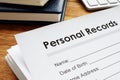 Personal records on a table. Privacy data