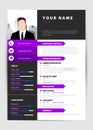 Personal Resume. Modern template in purple style. Vector