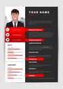 Personal Resume. Modern template in red style. Vector